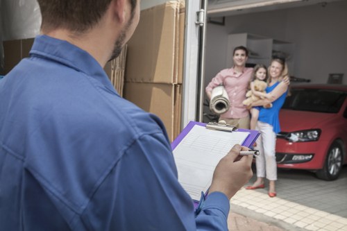 Commercial movers handling desks and boxes for a Paddington office move